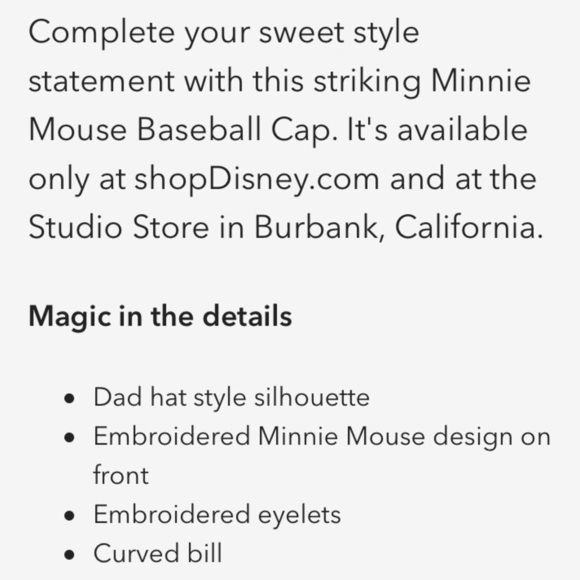 Minnie Mouse Walt Disney Studios Baseball Cap - Picture 4 of 7